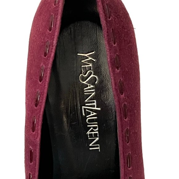 Yves Saint Laurent Burgundy Suede Laced Pumps with Small Bows. Size 36 (US 5.5) - Picture 13 of 15